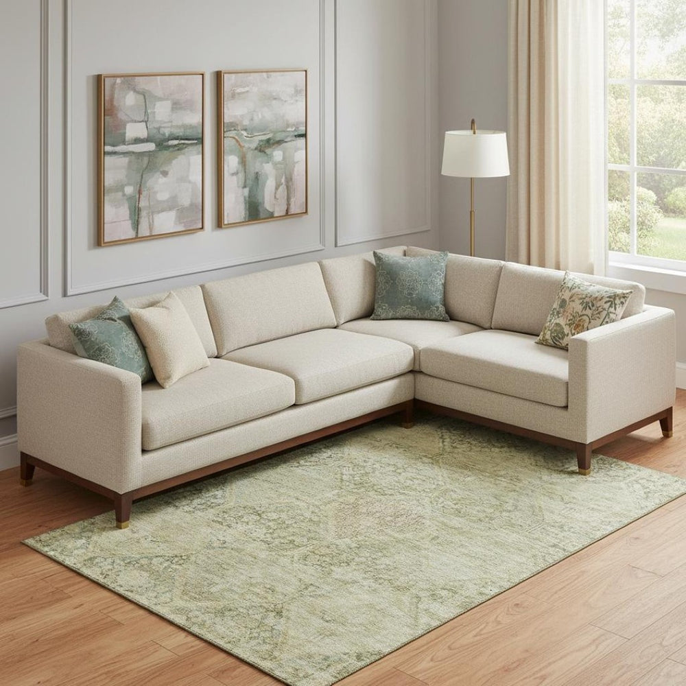 HomeRoots 10' X 14' Geometric Area Rug in Fern & Olive Green - Durable, Washable & UV Protected for Homes 699945