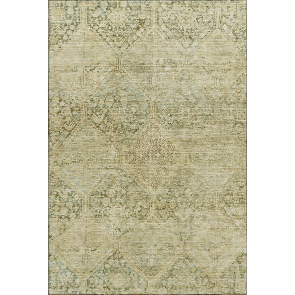 HomeRoots 10' X 14' Geometric Area Rug in Fern & Olive Green - Durable, Washable & UV Protected for Homes 699945