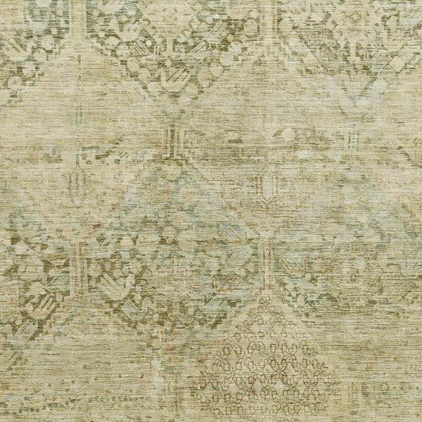 HomeRoots 10' X 14' Geometric Area Rug in Fern & Olive Green - Durable, Washable & UV Protected for Homes 699945