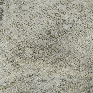 HomeRoots 8' Pewter Gray & Silver Geometric Washable Round Rug – UV Protected, Durable & Stylish Home Essential 699948