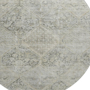 HomeRoots 8' Pewter Gray & Silver Geometric Washable Round Rug – UV Protected, Durable & Stylish Home Essential 699948