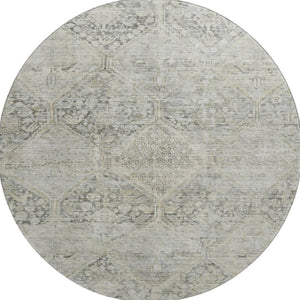 HomeRoots 8' Pewter Gray & Silver Geometric Washable Round Rug – UV Protected, Durable & Stylish Home Essential 699948