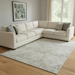 HomeRoots 8' X 10' Pewter Gray & Silver Geometric Washable Area Rug – UV Protected, Durable & Stylish Design! 699949