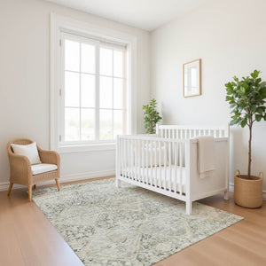 HomeRoots 8' X 10' Pewter Gray & Silver Geometric Washable Area Rug – UV Protected, Durable & Stylish Design! 699949