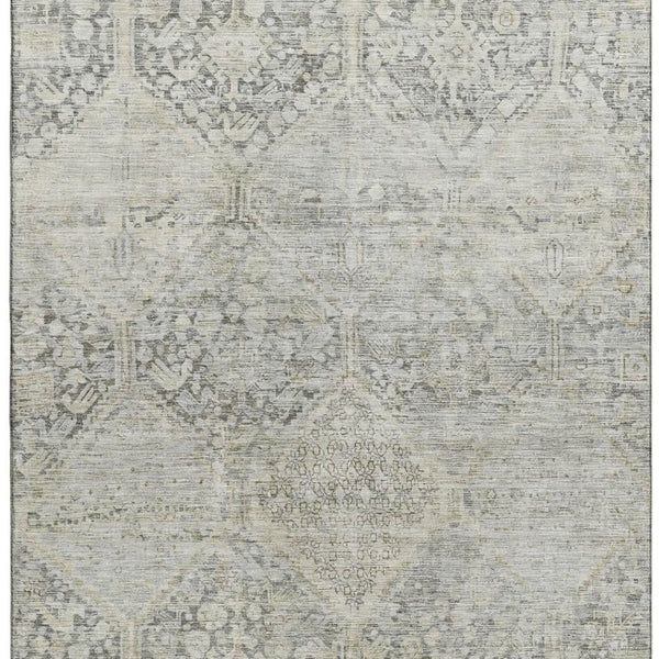 HomeRoots 8' X 10' Pewter Gray & Silver Geometric Washable Area Rug – UV Protected, Durable & Stylish Design! 699949