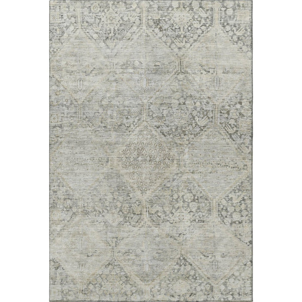 HomeRoots 8' X 10' Pewter Gray & Silver Geometric Washable Area Rug – UV Protected, Durable & Stylish Design! 699949
