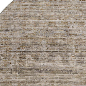 HomeRoots 8' Washable Round Rug in Brown & Beige Stripes - UV Protected, Stain Resistant, Non-Slip Design! 699954