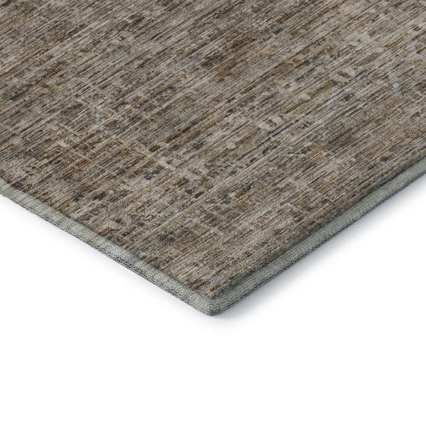 HomeRoots 9' X 12' Brown and Beige Striped Area Rug - Washable, UV Protected, Durable for Indoor & Outdoor Use 699956