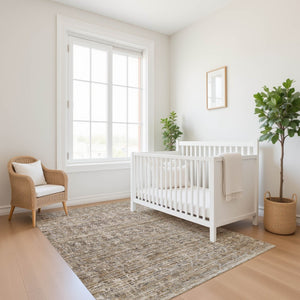 HomeRoots 9' X 12' Brown and Beige Striped Area Rug - Washable, UV Protected, Durable for Indoor & Outdoor Use 699956
