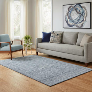 HomeRoots 5' X 8' Coastal-Inspired Blue and Gray Striped Washable Area Rug with UV Protection & Durability 699959