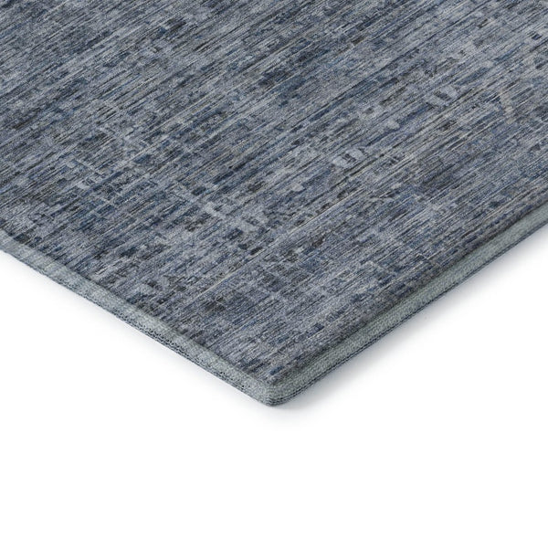 HomeRoots 5' X 8' Coastal-Inspired Blue and Gray Striped Washable Area Rug with UV Protection & Durability 699959