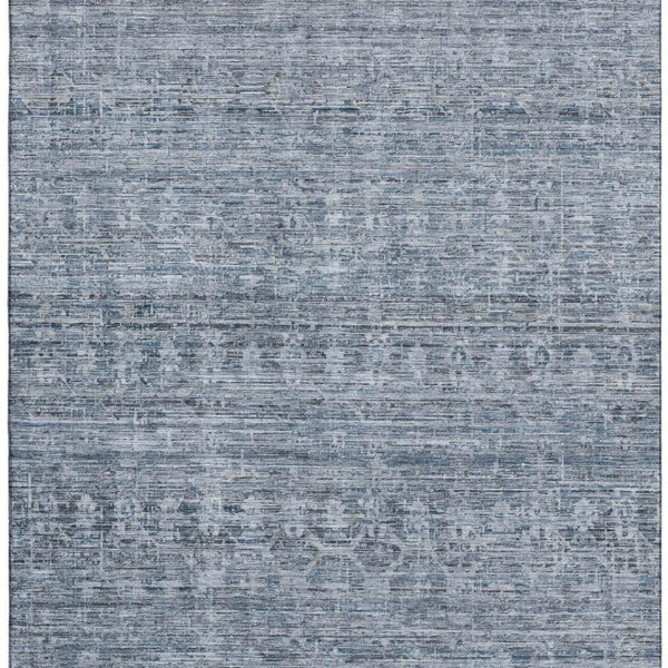 HomeRoots 5' X 8' Coastal-Inspired Blue and Gray Striped Washable Area Rug with UV Protection & Durability 699959