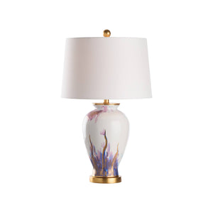 Chelsea House Fire Hand-Painted Blue-And-White Vase Lamp With Antique Gold-Leaf Trim, Sculptural Transitional Accent 69996