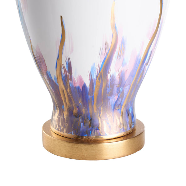 Chelsea House Fire Hand-Painted Blue-And-White Vase Lamp With Antique Gold-Leaf Trim, Sculptural Transitional Accent 69996