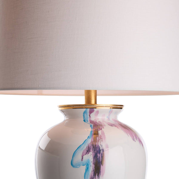 Chelsea House Fire Hand-Painted Blue-And-White Vase Lamp With Antique Gold-Leaf Trim, Sculptural Transitional Accent 69996