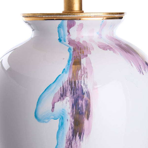 Chelsea House Fire Hand-Painted Blue-And-White Vase Lamp With Antique Gold-Leaf Trim, Sculptural Transitional Accent 69996