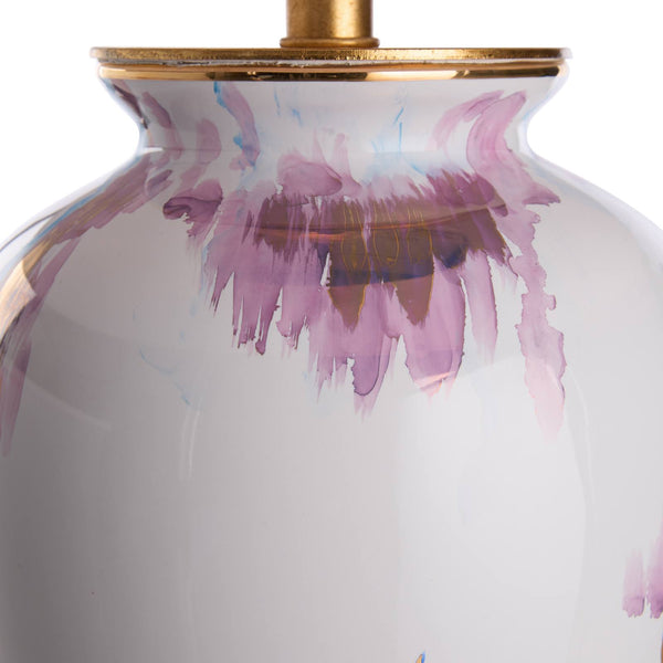 Chelsea House Fire Hand-Painted Blue-And-White Vase Lamp With Antique Gold-Leaf Trim, Sculptural Transitional Accent 69996