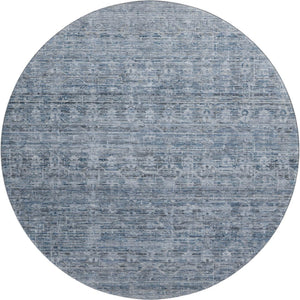 HomeRoots 8' Blue and Gray Striped Washable Round Rug – UV Protected, Soft, Durable, Perfect for Any Room! 699960