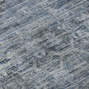 HomeRoots 8' Blue and Gray Striped Washable Round Rug – UV Protected, Soft, Durable, Perfect for Any Room! 699960