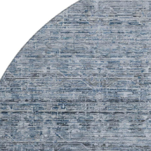 HomeRoots 8' Blue and Gray Striped Washable Round Rug – UV Protected, Soft, Durable, Perfect for Any Room! 699960