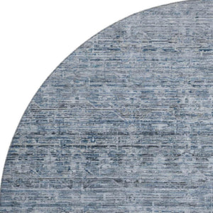 HomeRoots 8' Blue and Gray Striped Washable Round Rug – UV Protected, Soft, Durable, Perfect for Any Room! 699960