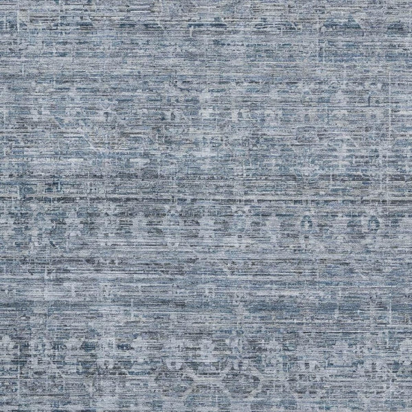 HomeRoots 8' X 10' Blue And Gray Striped Area Rug - Washable, UV Protected, Durable for High-Traffic Spaces 699961