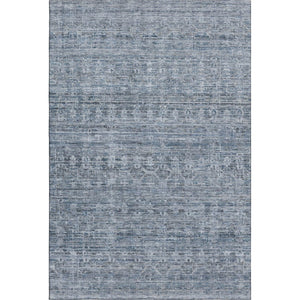 HomeRoots 9' X 12' Stylish Blue and Gray Striped Washable Area Rug with UV Protection for Family Living Spaces 699962