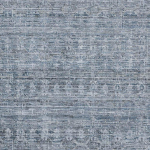 HomeRoots 9' X 12' Stylish Blue and Gray Striped Washable Area Rug with UV Protection for Family Living Spaces 699962