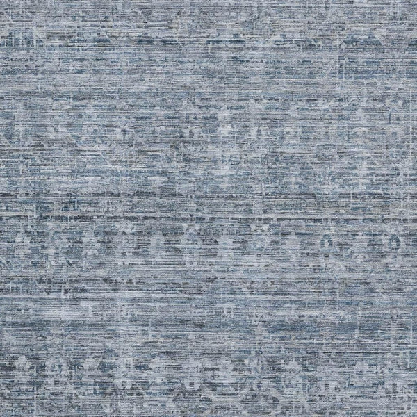 HomeRoots 9' X 12' Stylish Blue and Gray Striped Washable Area Rug with UV Protection for Family Living Spaces 699962