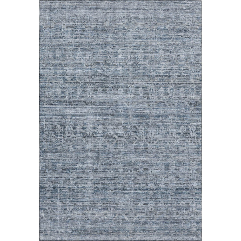 HomeRoots 10' X 14' Blue And Gray Striped Area Rug - Washable, UV-Protected, Stain-Resistant for Busy Homes 699963