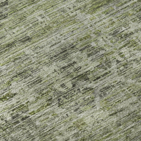 HomeRoots 5' Stylish Green and Gray Striped Washable Area Rug with UV Protection for High-Traffic Spaces 699965