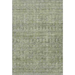 HomeRoots 5' Stylish Green and Gray Striped Washable Area Rug with UV Protection for High-Traffic Spaces 699965