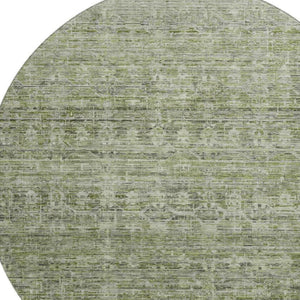 HomeRoots 8' Green And Gray Striped Washable Round Rug – UV Protected, Durable, Easy-Clean, Stylish Décor Piece 699966
