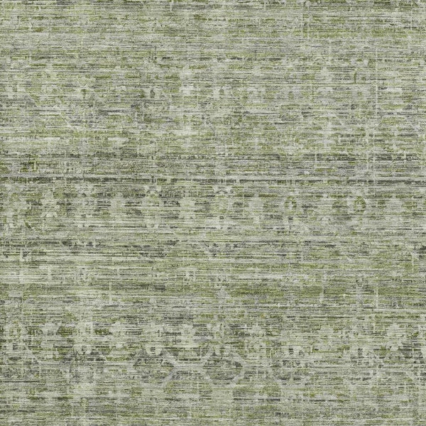HomeRoots 8' X 10' Green and Gray Striped Area Rug - Washable, UV Protected, Durable for Busy Homes & Pets 699967