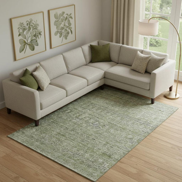 HomeRoots 9' X 12' Stylish Green and Gray Striped Area Rug with UV Protection, Stain Resistance, and Durability 699968