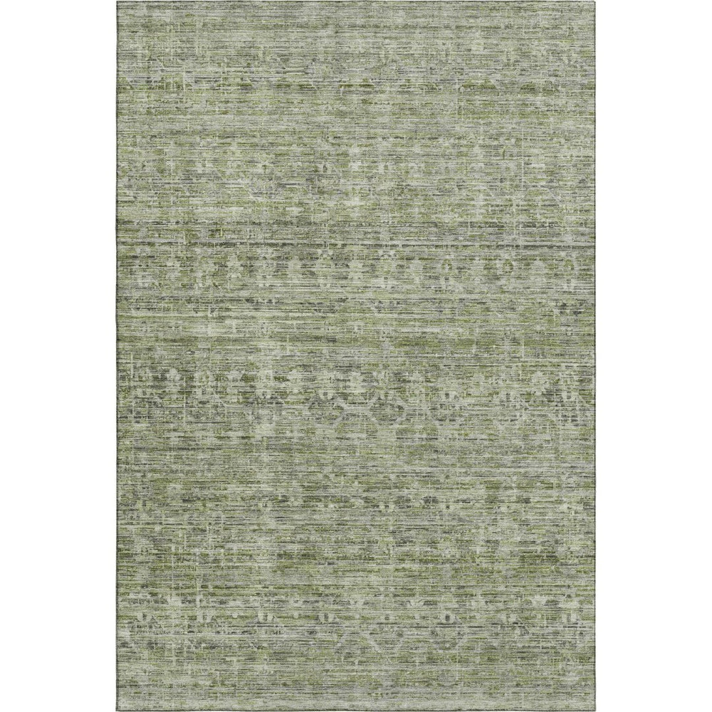 HomeRoots 9' X 12' Stylish Green and Gray Striped Area Rug with UV Protection, Stain Resistance, and Durability 699968