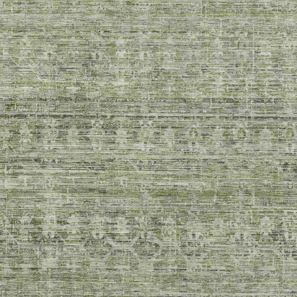 HomeRoots 9' X 12' Stylish Green and Gray Striped Area Rug with UV Protection, Stain Resistance, and Durability 699968