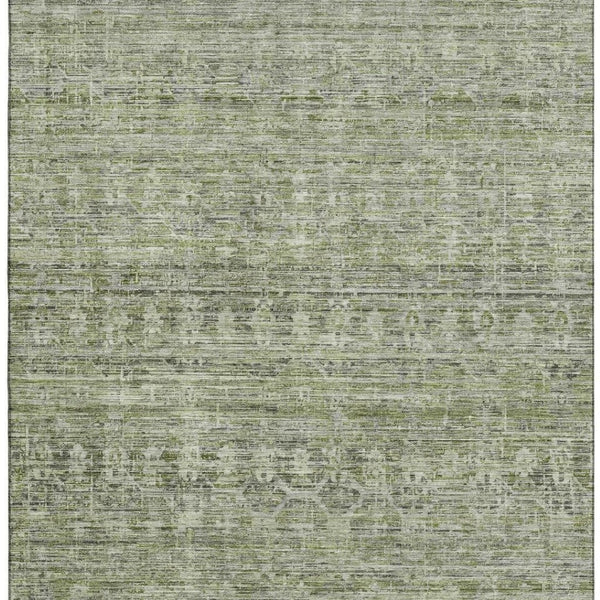 HomeRoots 9' X 12' Stylish Green and Gray Striped Area Rug with UV Protection, Stain Resistance, and Durability 699968
