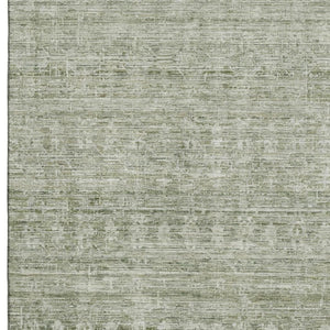HomeRoots 5' X 8' Striped Sage & Beige Washable Area Rug with UV Protection – Durable & Stylish for Any Space 699971