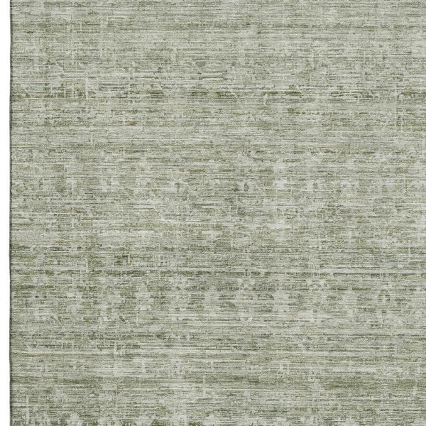 HomeRoots 5' X 8' Striped Sage & Beige Washable Area Rug with UV Protection – Durable & Stylish for Any Space 699971