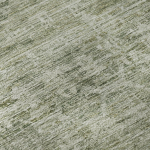 HomeRoots 8' Sage and Beige Striped Washable Round Rug – UV Resistant, Stain-Proof, Perfect for Family Spaces! 699972