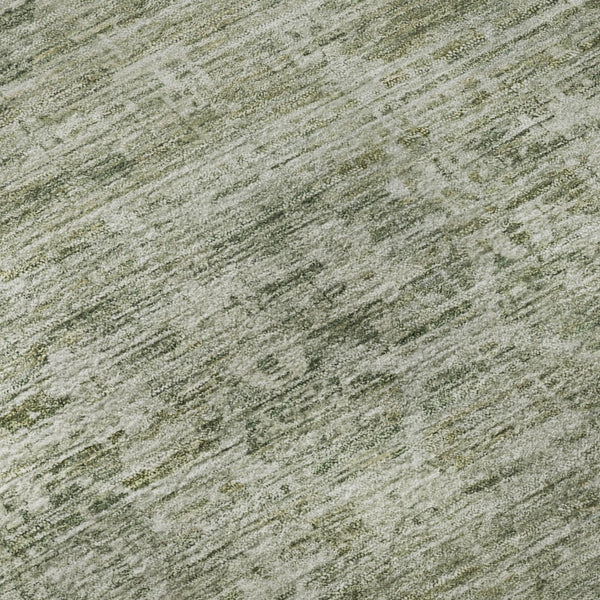 HomeRoots 8' Sage and Beige Striped Washable Round Rug – UV Resistant, Stain-Proof, Perfect for Family Spaces! 699972