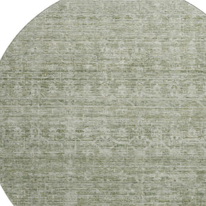 HomeRoots 8' Sage and Beige Striped Washable Round Rug – UV Resistant, Stain-Proof, Perfect for Family Spaces! 699972