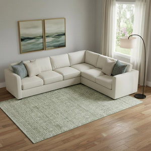 HomeRoots 9' X 12' Sage and Beige Striped Area Rug - Washable, UV-Protected, Non-Slip, Stylish & Durable 699974