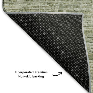 HomeRoots 9' X 12' Sage and Beige Striped Area Rug - Washable, UV-Protected, Non-Slip, Stylish & Durable 699974