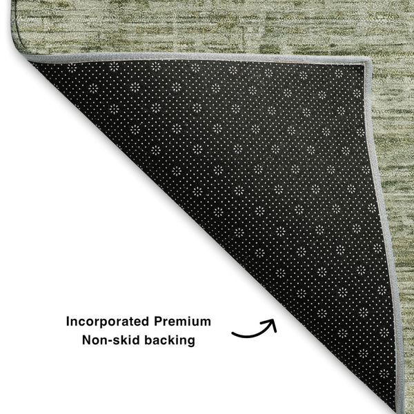 HomeRoots 9' X 12' Sage and Beige Striped Area Rug - Washable, UV-Protected, Non-Slip, Stylish & Durable 699974