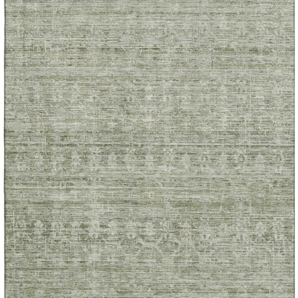 HomeRoots 9' X 12' Sage and Beige Striped Area Rug - Washable, UV-Protected, Non-Slip, Stylish & Durable 699974