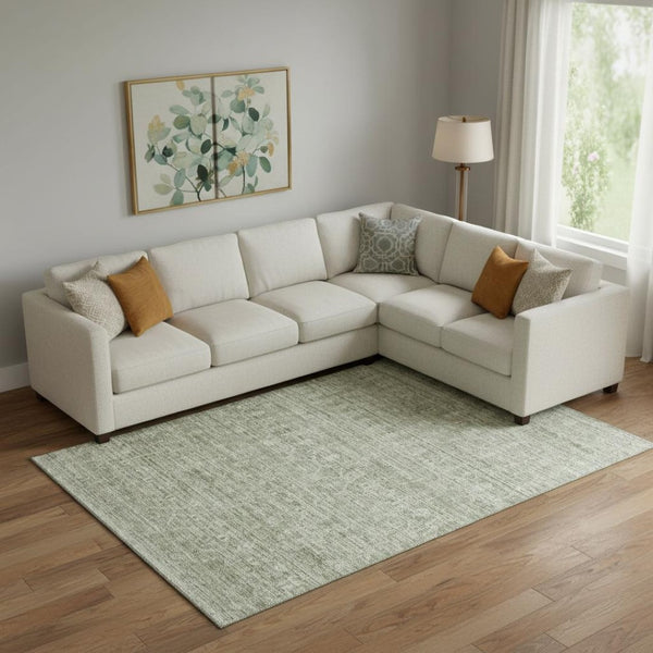 HomeRoots 10' X 14' Sage and Beige Striped Area Rug - Washable, UV-Protected, Durable, Pet-Friendly Design 699975