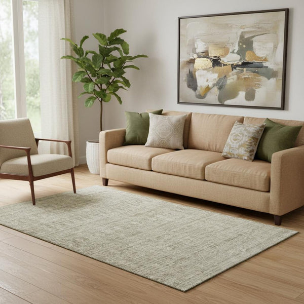 HomeRoots 5' X 8' Taupe and Beige Striped Area Rug - Washable, UV Protected, Durable, Perfect for High-Traffic Spaces 699977