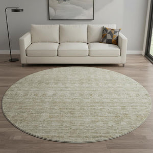 HomeRoots 8' Taupe and Beige Striped Round Rug - Washable, UV-Protected, Stain-Resistant for Any Space! 699978